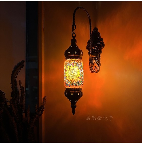 New Mediterranean Style Art Deco Turkish Mosaic Wall Lamp Handcrafted Glass Romantic Light  Lamparas Con Mosaicos Bedroom