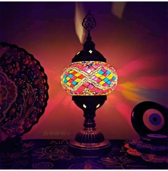 Newest style E14 Hand-inlaid glass mosaic bedroom living room decorative Table Lamps of Mediterranean style Turkish Lamps