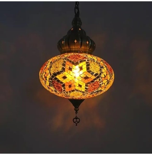 Dia 25cm New Style Turkey Ethnic Customs Handmade Lamp Romantic Cafe Restaurant Bar Tree Pendant Light Bar Mosaic Pendant Lamp