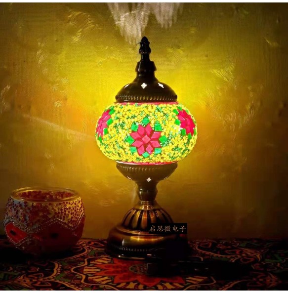 DIY USB Rechargeable Turkish Mosaic Table Lamp Handcrafted Camping Light Gift For Kids Lamparas Bedroom Decoration Night Light