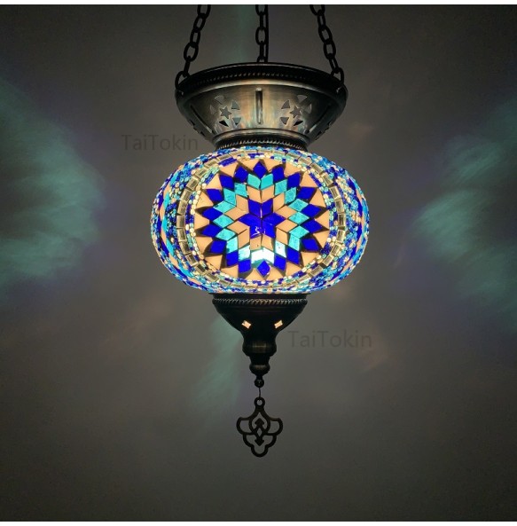 Big Size Turkish Mosaic Pendant Lamp Vintage Deco Handcrafted Lampe De Mesa Glass Romantic Light Lamparas Colgantes Para Techo