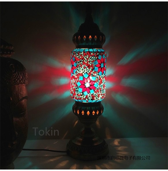 2020 New Turkish mosaic table Lamp vintage art deco Handcrafted lamparas de mesa Glass romantic bed light lamparas con mosaicos