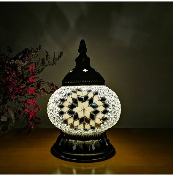 New Style E14 Hand-inlaid glass mosaic bedroom living room decorative Night Lamps of Mediterranean style Turkish Lamps