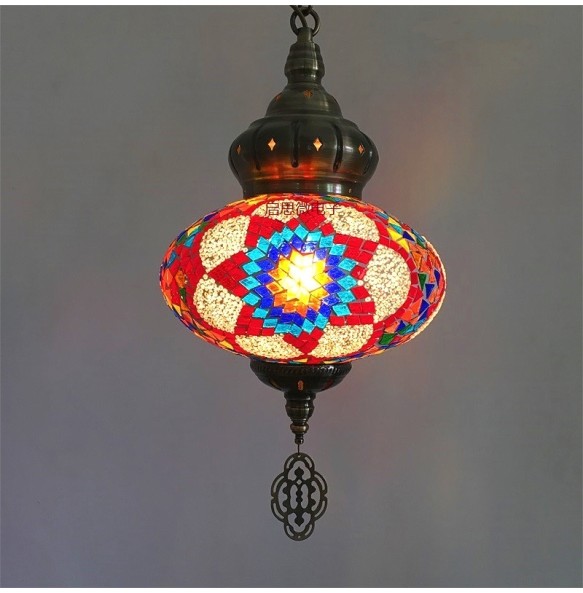 Dia 25cm New Style Turkey Ethnic Customs Handmade Lamp Romantic Cafe Restaurant Bar Tree Pendant Light Bar Mosaic Pendant Lamp