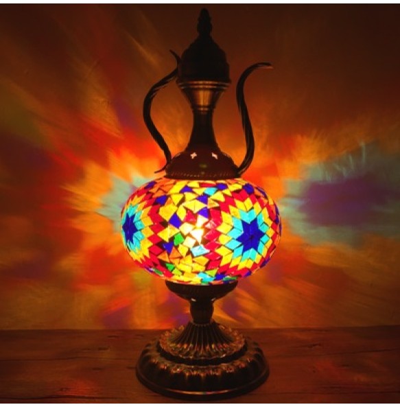 Turkish Mosaic Kettle Table Lamp Vintage Art Deco Handcrafted Lamparas De Mesa Ball Glass Romantic Bed Light Led Night Lampe