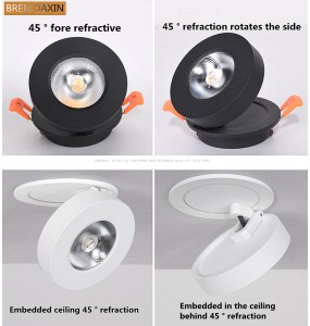 COB Ceiling Recessed Downlight 360degree Rotatable  Dimmable  Slim  90degree Foldable LED Spot Light Indoor lighting