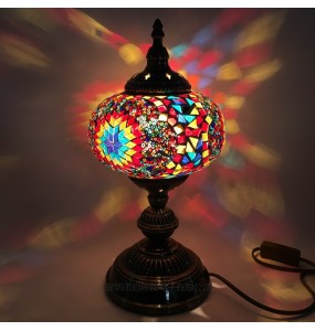 Big Size Turkish Mosaic Table Lamp Vintage Art Deco Handcrafted Lamparas De Mesa Ball Glass Romantic Bed Light Led Night Lampe