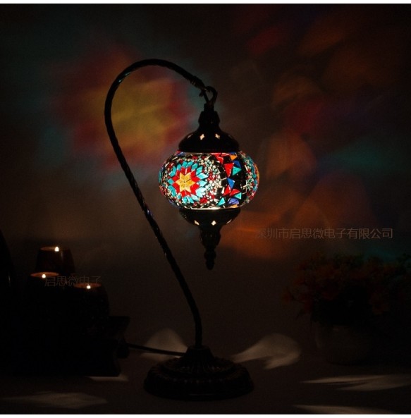 Turkish Mosaic Table Lamp Vintage Art Deco Handcrafted Lamparas De Mesa Mosaic Glass Romantic Bed Light Lamparas Con Mosaicos