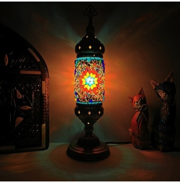 New style Turkish mosaic table Lamp vintage art deco Handcrafted lamparas de mesa Glass romantic bed light lamparas con mosaicos