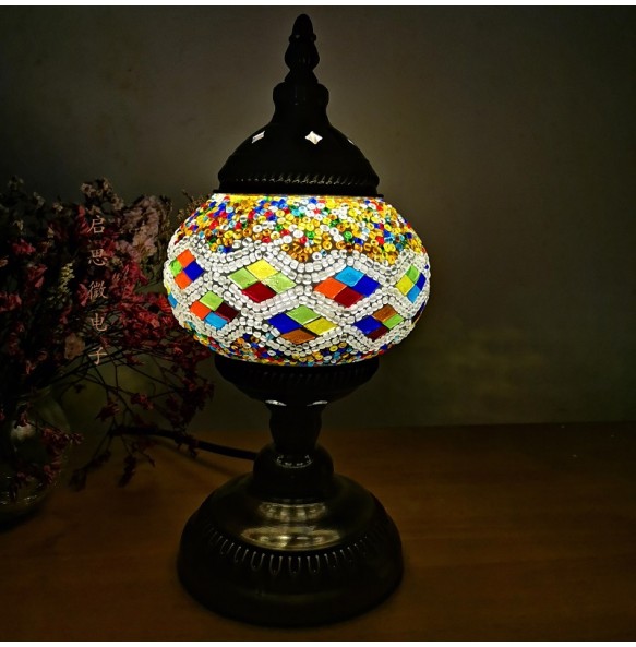 Newest style E14 Hand-inlaid glass mosaic bedroom living room decorative Table Lamps of Mediterranean style Turkish Lamps