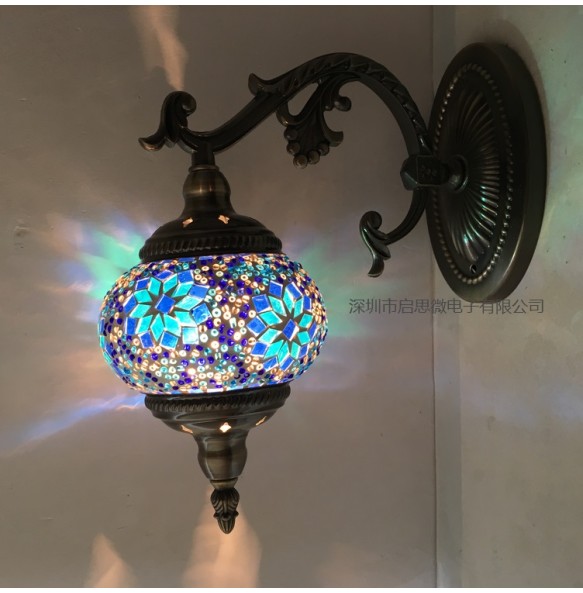 Newest Led Wall Lamp Mediterranean Style Art Deco Turkish Mosaic Wall Lampe Handcrafted Glass Romantic Light Home Decor