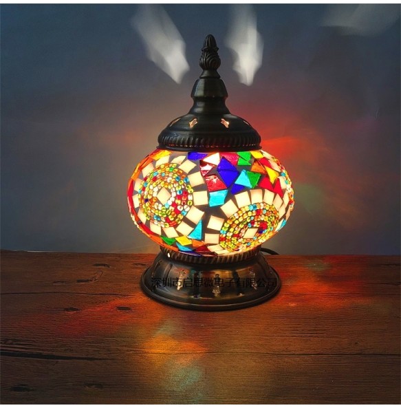 Newest Turkish Mosaic Table Lamp Vintage Art Deco Handcrafted Lamparas De Mesa Glass Romantic Bed Light Lamparas Con Mosaicos