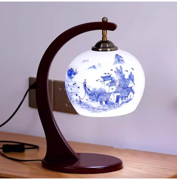 Chinese Vintage Ceramic Table Lamp Bedside Light Living Room Study Room Kids Room Retro Fashion Ceramic Table Lamp