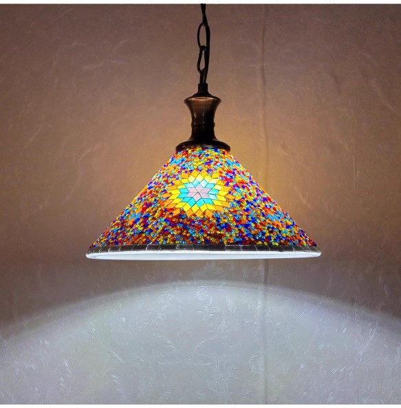 New Style Turkish Mosaic Pendant Lamp Vintage Art Deco Handcrafted Lamparas De Mesa Glass Romantic Light Lamparas Con Mosaicos