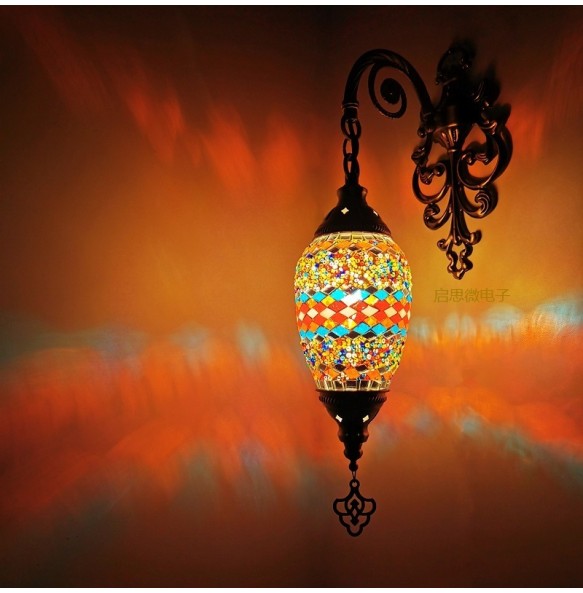 Newest E14 Mediterranean style Art Deco Turkish Mosaic Wall Lamp Handcrafted mosaic Glass romantic wall light