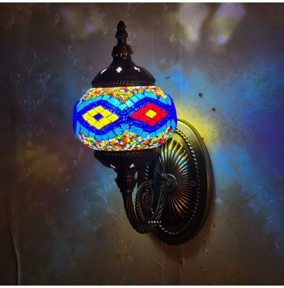 Turkish Mosaic Wall Lamp Handcrafted Glass Luminaria Led Wall Light Corridor Sofa Background Lighting Home Room Decor Lampe