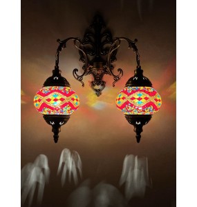 2 Heads Wall Lamp E14 Mediterranean style Art Deco Turkish Mosaic Wall Lights Handcrafted Mosaic Glass Romantic Home Decorations