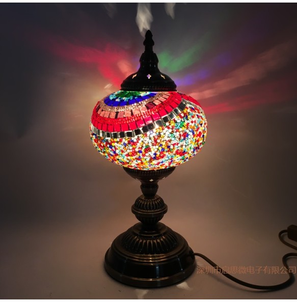 Big Size Turkish Mosaic Table Lamp Vintage Art Deco Handcrafted Lamparas De Mesa Ball Glass Romantic Bed Light Led Night Lampe