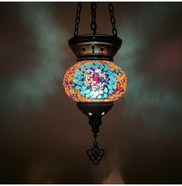 New Turkish Mosaic Pendant Lamp Vintage Art Deco Handcrafted Lamparas De Mesa Mosaic Glass Romantic  Light Lamparas Con Mosaicos