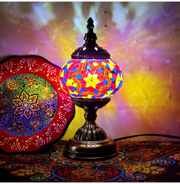 Turkish Mosaic Table Lamp Vintage Art Deco Handcrafted Lamparas De Mesa Mosaic Glass Bed Light Lamparas Con Mosaicos Night Light