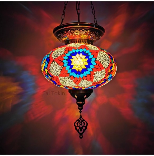 Big size New style Turkey Ethnic Customs Handmade Lamp Romantic Cafe Restaurant Bar Tree Pendant Light Bar Mosaic Pendant Light