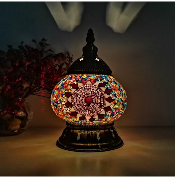 New Style E14 Hand-inlaid glass mosaic bedroom living room decorative Night Lamps of Mediterranean style Turkish Lamps