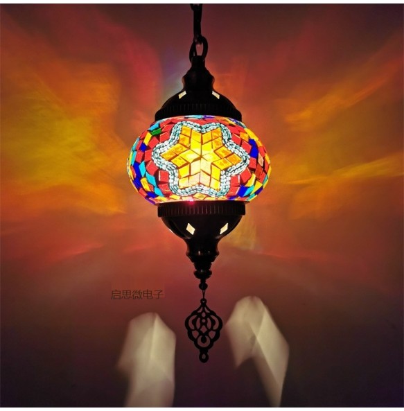 Newest Mediterranean Style Art Deco Turkish Mosaic Pendant Lamp Handcrafted Mosaic Glass Romantic Pendant Light