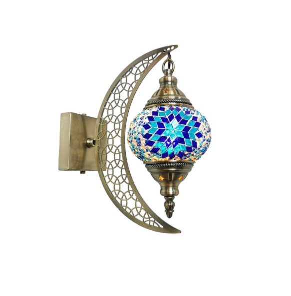 Newest Mediterranean style Art Deco Turkish Mosaic Moon Wall Lamp Handcrafted Mosaic Glass Romantic Wall Light