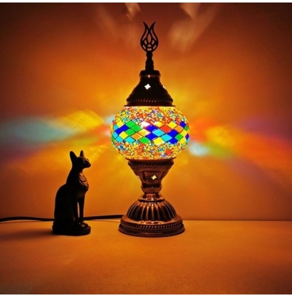 USB Rechargeable Night Lamp Mosaic Table Lamp Vintage Deco Handcrafted Lamparas De Mesa Glass Romantic Bed Light Con Mosaicos