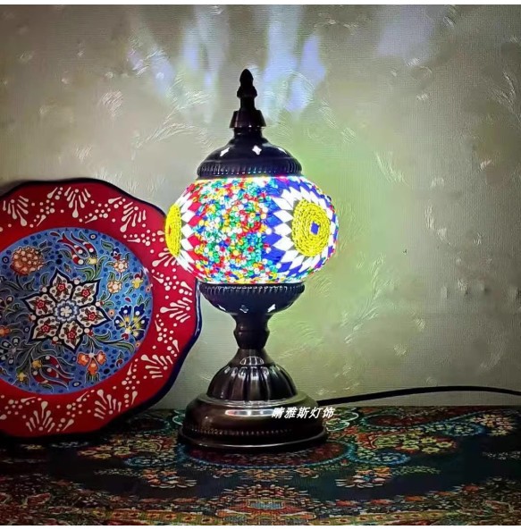 Turkish Mosaic Table Lamp Vintage Art Deco Handcrafted Lamparas De Mesa Mosaic Glass Bed Light Lamparas Con Mosaicos Night Light