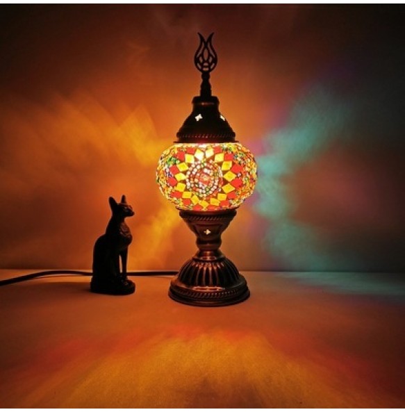 USB Rechargeable Night Lamp Mosaic Table Lamp Vintage Deco Handcrafted Lamparas De Mesa Glass Romantic Bed Light Con Mosaicos