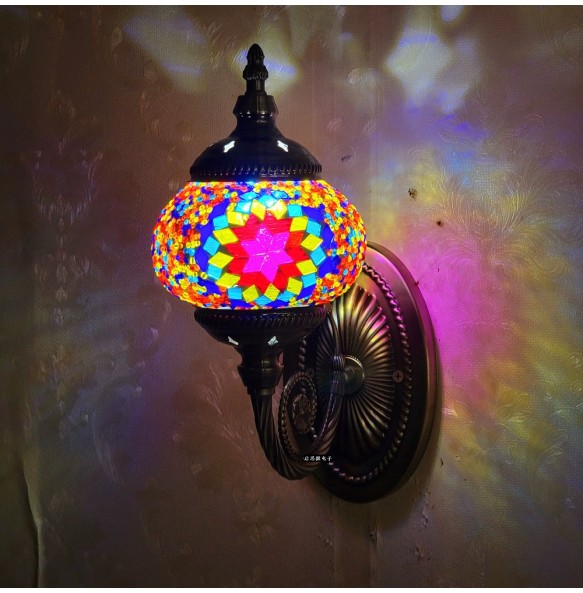 New Turkish Mosaic Wall Lamp Handcrafted Glass Luminaria Led Wall Light Corridor Sofa Background Lighting Home Room Decor Lampe