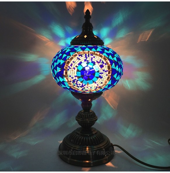 Big Size Turkish Mosaic Table Lamp Vintage Art Deco Handcrafted Lamparas De Mesa Ball Glass Romantic Bed Light Led Night Lampe