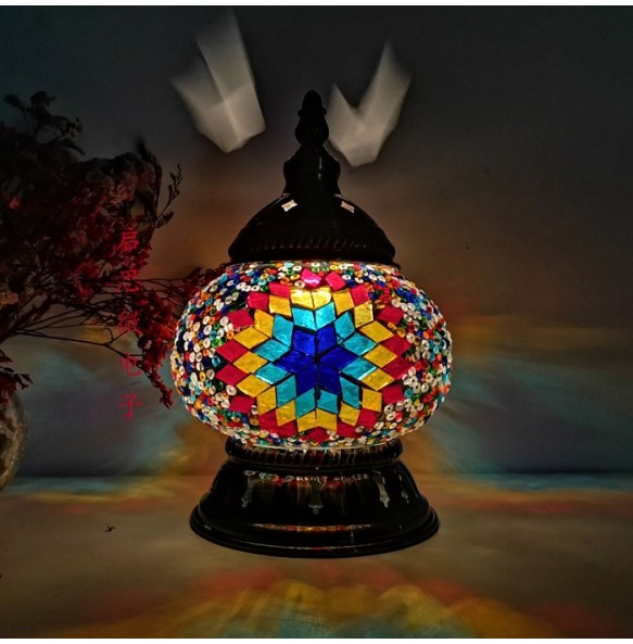 New Style E14 Hand-inlaid glass mosaic bedroom living room decorative Night Lamps of Mediterranean style Turkish Lamps