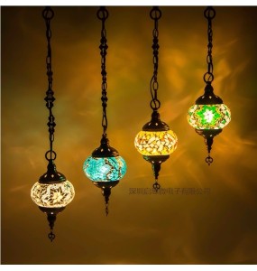 New style Turkey Ethnic Customs Handmade Lamp Romantic Cafe Restaurant Bar Tree Pendant Light Bar Mosaic Pendant Lamp