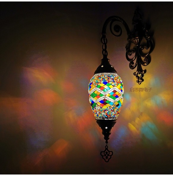 Newest E14 Mediterranean style Art Deco Turkish Mosaic Wall Lamp Handcrafted mosaic Glass romantic wall light