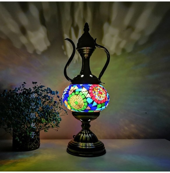 Newest E14 Hand-inlaid Glass Morocco Style Mosaic Light Bedroom Living Room Decorative Table Lamp Turkish Lampe