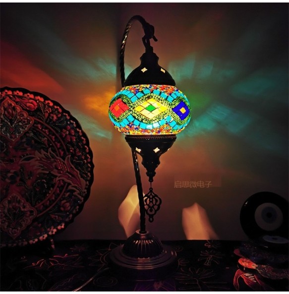 Turkish Swan Table Light Bedroom Decoration Abajur Para Quarto Mosaic Glass Lampara De Noche Dormitorio Desk Lamp Nightlights