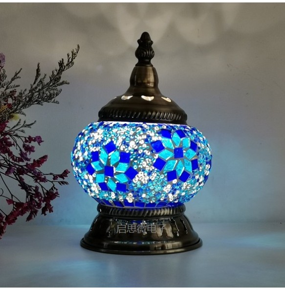 Newest Turkish Mosaic Table Lamp Vintage Art Deco Handcrafted Lamparas De Mesa Glass Romantic Bed Light Lamparas Con Mosaicos