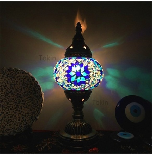 Rechargeable Turkish mosaic table Lamp vintage art deco Handcrafted lamparas de mesa Glass romantic bed light con mosaicos