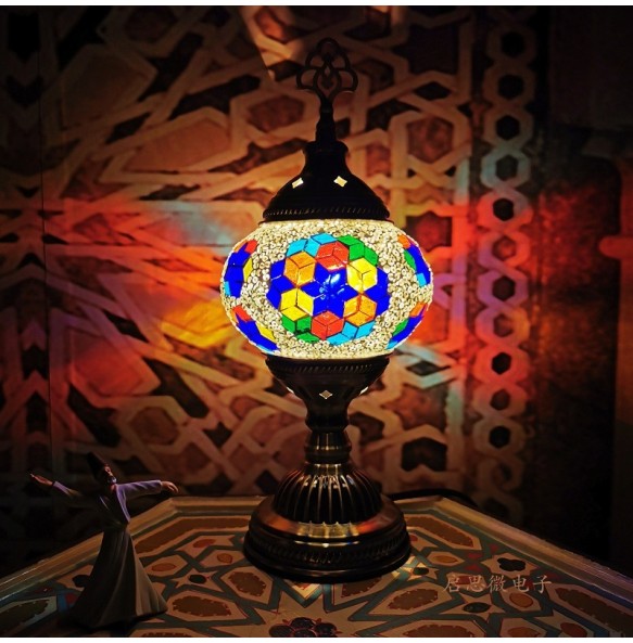 Newest Turkish mosaic table Lamp vintage art deco Handcrafted lamparas de mesa Glass romantic bed light lamparas con mosaicos