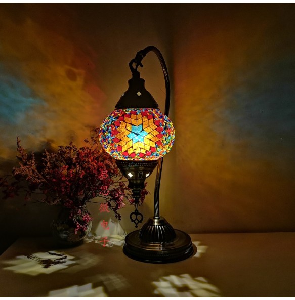 Turkish mosaic table Lamp vintage art deco Handcrafted lamparas de mesa  mosaic Glass romantic bed light lamparas con mosaicos