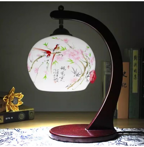 Chinese Vintage Ceramic Table Lamp Bedside Light Living Room Study Room Kids Room Retro Fashion Ceramic Table Lamp