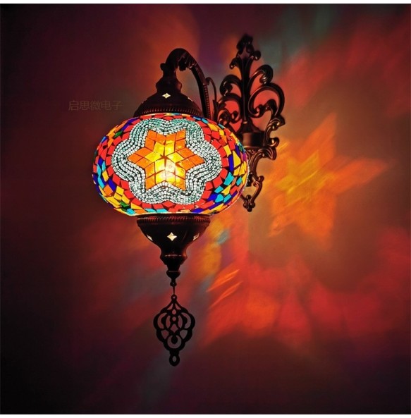 Newest big size Mediterranean style Art Deco Turkish Mosaic Wall Lamp Handcrafted mosaic Glass romantic wall light