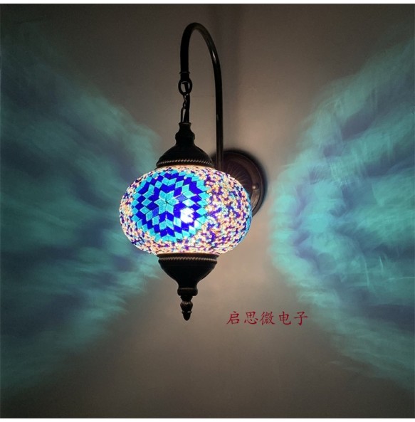 Waterproof Outdoor Mediterranean style Art Deco Turkish Mosaic Wall Lamp Handcrafted mosaic Glass romantic wall light