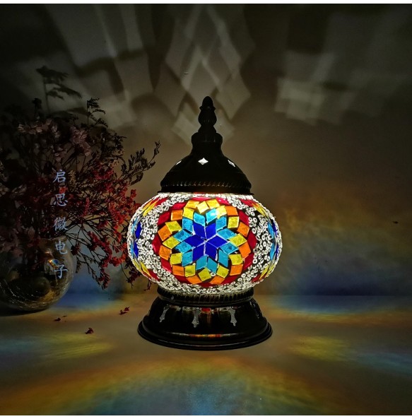 New Style E14 Hand-inlaid glass mosaic bedroom living room decorative Night Lamps of Mediterranean style Turkish Lamps