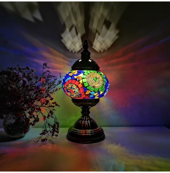 Newest E14 Hand-inlaid glass mosaic bedroom living room decorative Table Lamps of Mediterranean style Turkish Lamps