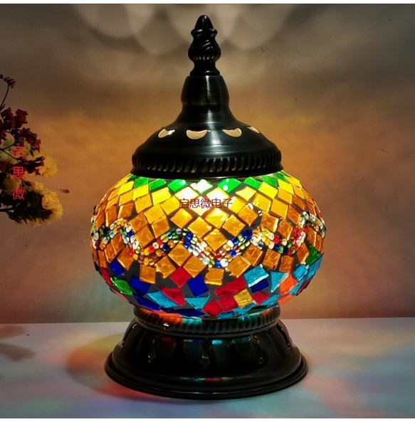 New Style E14 Hand-inlaid glass mosaic bedroom living room decorative Night Lamps of Mediterranean style Turkish Lamps