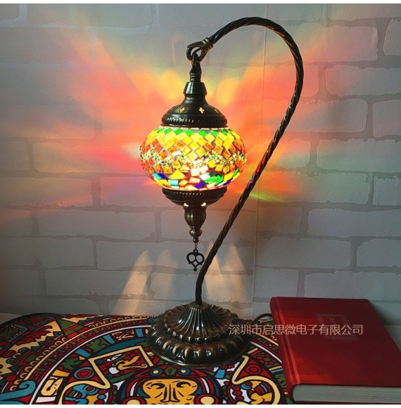 Turkish Mosaic Table Lamp Vintage Art Deco Handcrafted Lamparas De Mesa Mosaic Glass Romantic Bed Light Lamparas Con Mosaicos