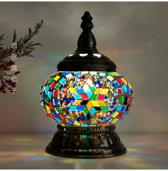 Newest Turkish Mosaic Table Lamp Vintage Art Deco Handcrafted Lamparas De Mesa Glass Romantic Bed Light Lamparas Con Mosaicos